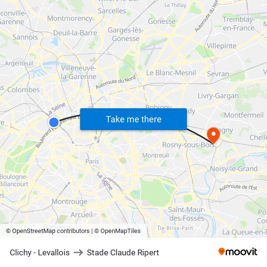 Clichy - Levallois to Stade Claude Ripert map