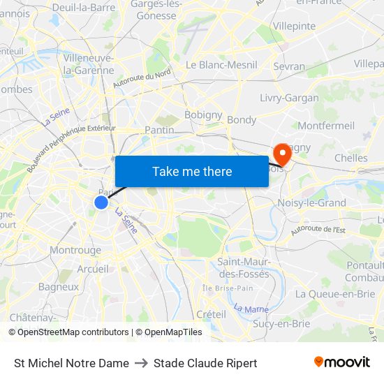 St Michel Notre Dame to Stade Claude Ripert map