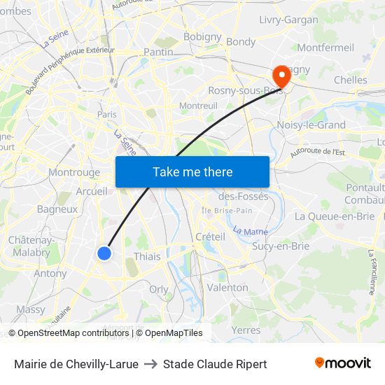 Mairie de Chevilly-Larue to Stade Claude Ripert map