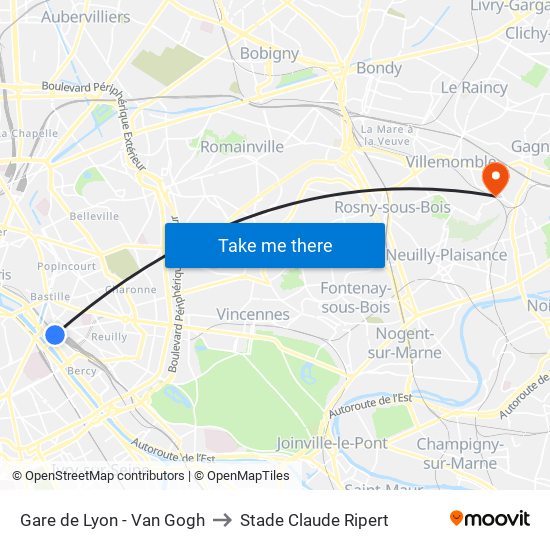 Gare de Lyon - Van Gogh to Stade Claude Ripert map