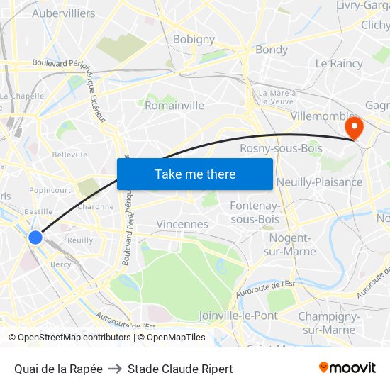 Quai de la Rapée to Stade Claude Ripert map