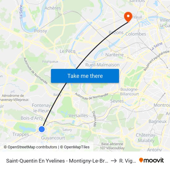 Saint-Quentin En Yvelines - Montigny-Le-Bretonneux to R. Viguié map