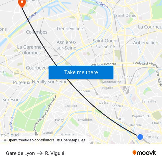 Gare de Lyon to R. Viguié map