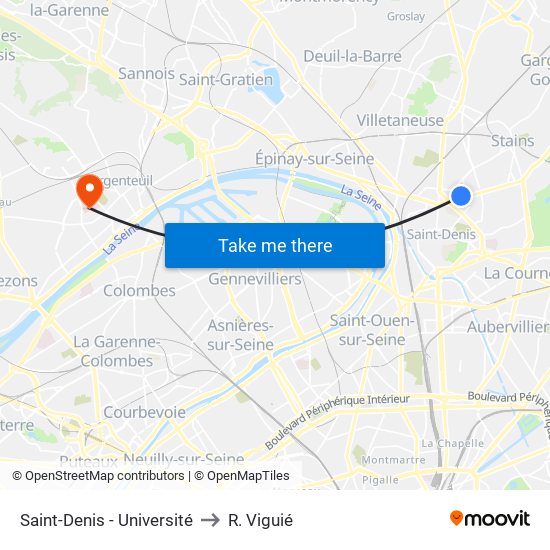 Saint-Denis - Université to R. Viguié map