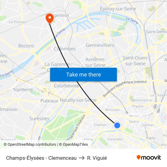 Champs-Élysées - Clemenceau to R. Viguié map
