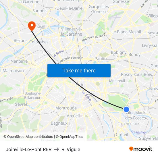 Joinville-Le-Pont RER to R. Viguié map