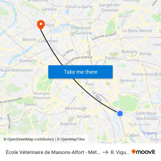 École Vétérinaire de Maisons-Alfort - Métro to R. Viguié map