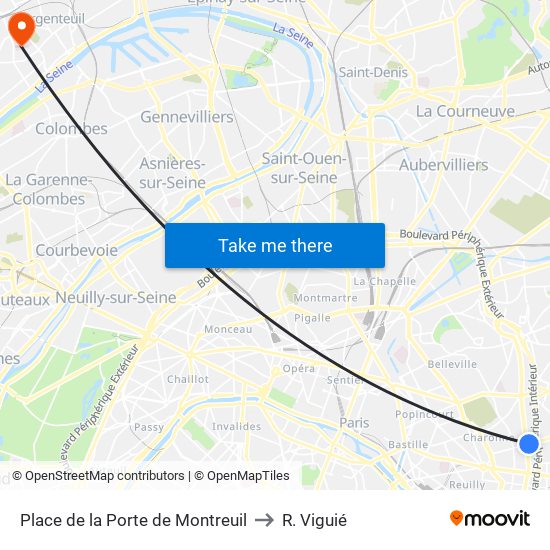 Place de la Porte de Montreuil to R. Viguié map