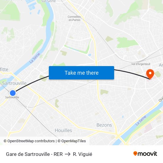 Gare de Sartrouville - RER to R. Viguié map