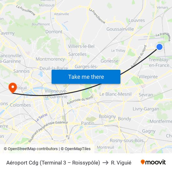 Aéroport Cdg (Terminal 3 – Roissypôle) to R. Viguié map