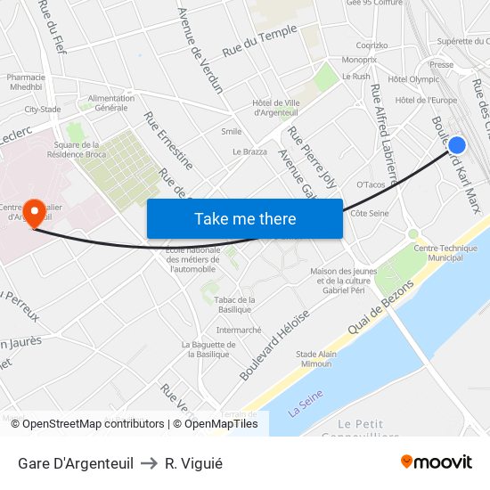 Gare D'Argenteuil to R. Viguié map