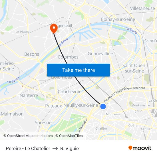 Pereire - Le Chatelier to R. Viguié map
