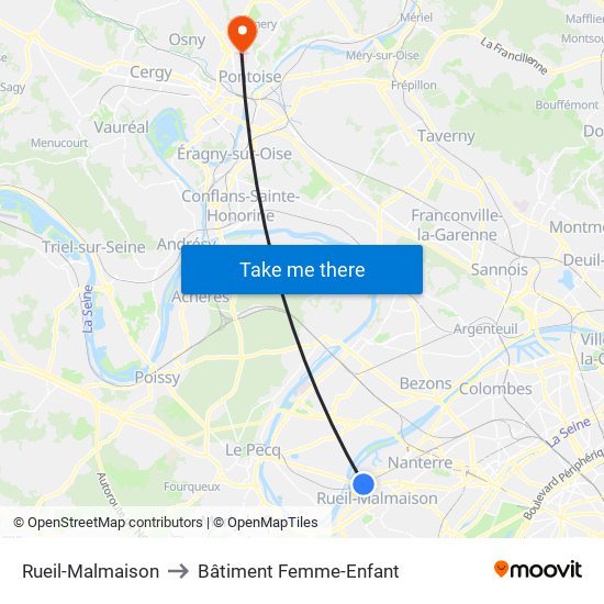 Rueil-Malmaison to Bâtiment Femme-Enfant map