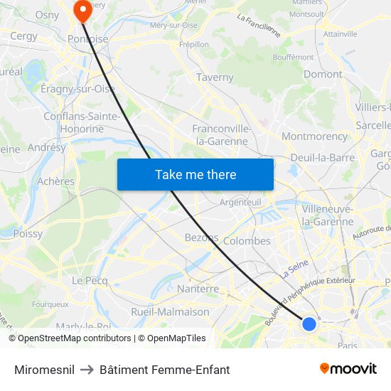 Miromesnil to Bâtiment Femme-Enfant map