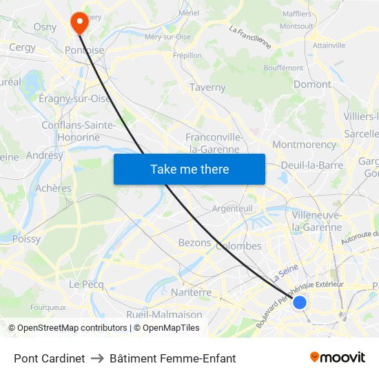 Pont Cardinet to Bâtiment Femme-Enfant map