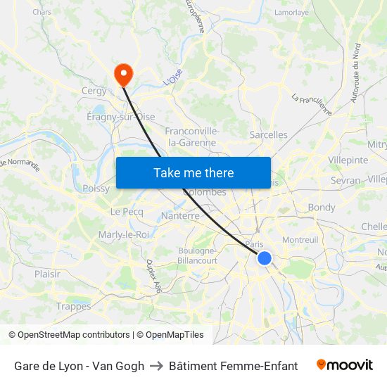 Gare de Lyon - Van Gogh to Bâtiment Femme-Enfant map