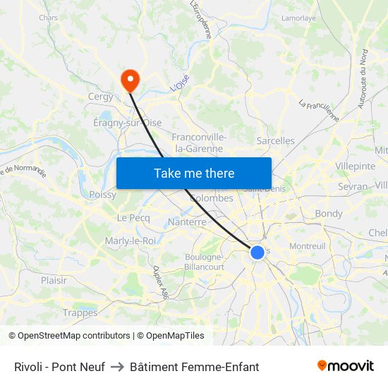 Rivoli - Pont Neuf to Bâtiment Femme-Enfant map