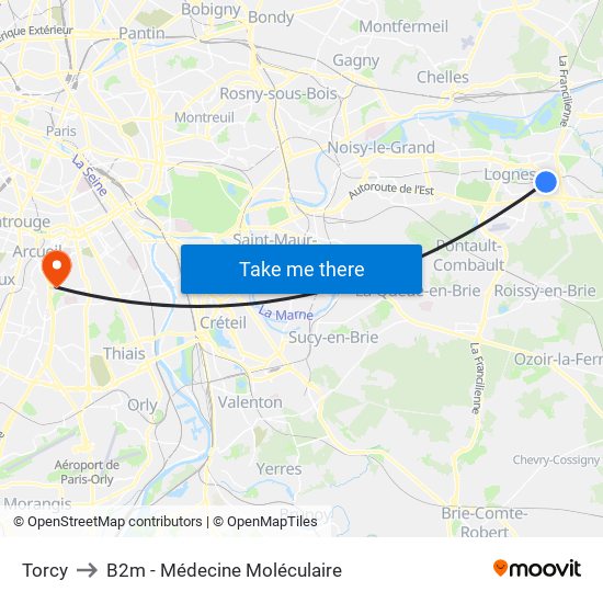 Torcy to B2m - Médecine Moléculaire map