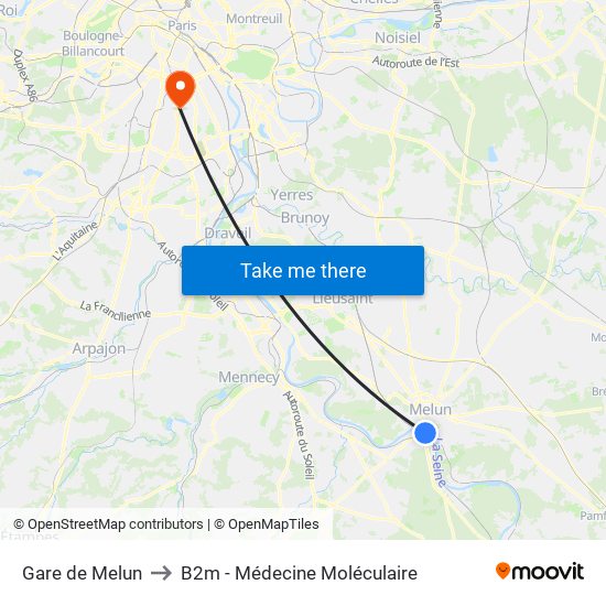 Gare de Melun to B2m - Médecine Moléculaire map