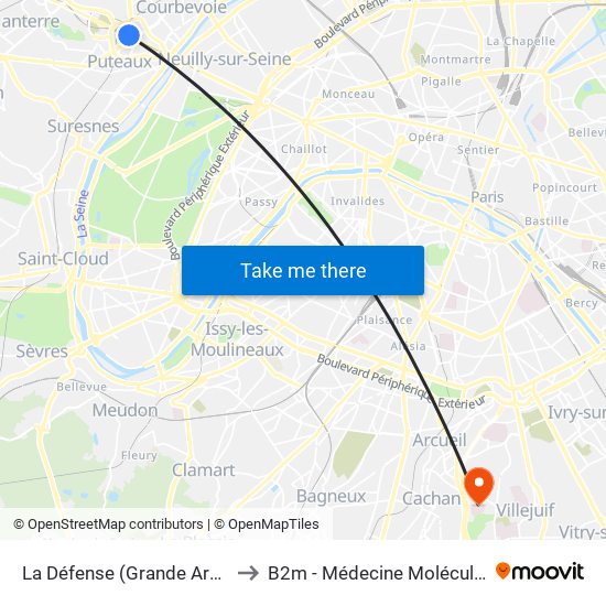 La Défense (Grande Arche) to B2m - Médecine Moléculaire map