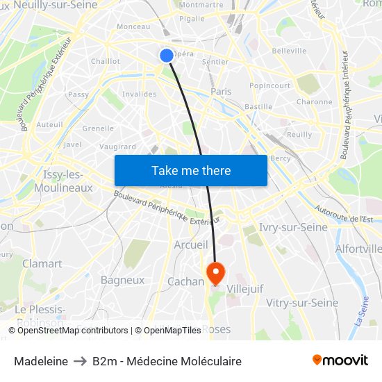 Madeleine to B2m - Médecine Moléculaire map