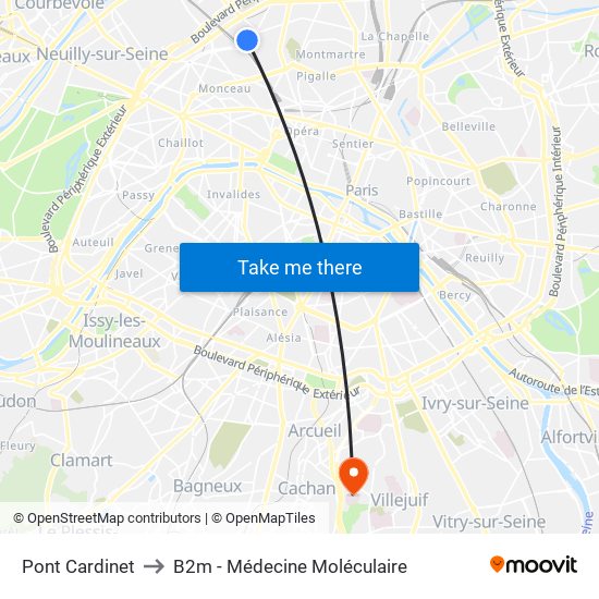 Pont Cardinet to B2m - Médecine Moléculaire map