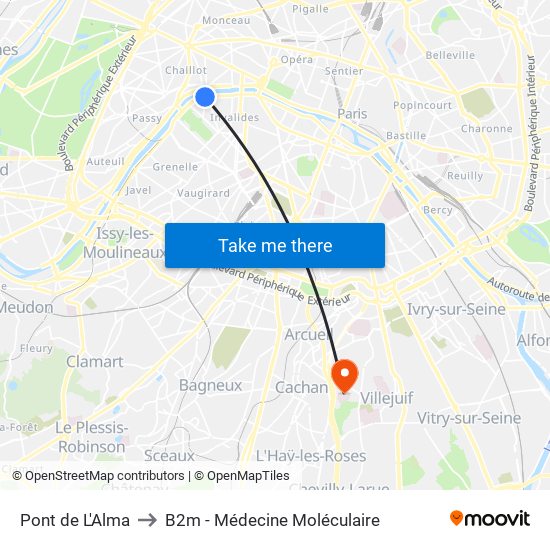 Pont de L'Alma to B2m - Médecine Moléculaire map