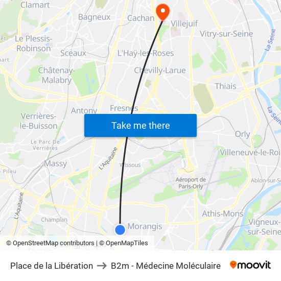 Place de la Libération to B2m - Médecine Moléculaire map