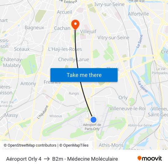 Aéroport Orly 4 to B2m - Médecine Moléculaire map