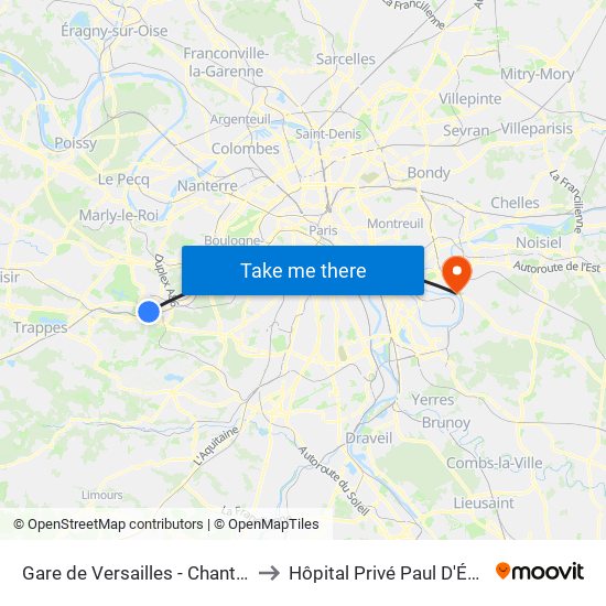 Gare de Versailles - Chantiers to Hôpital Privé Paul D'Égine map