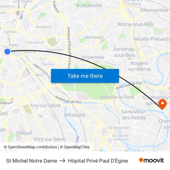 St Michel Notre Dame to Hôpital Privé Paul D'Égine map