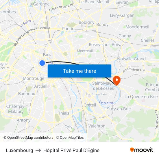 Luxembourg to Hôpital Privé Paul D'Égine map