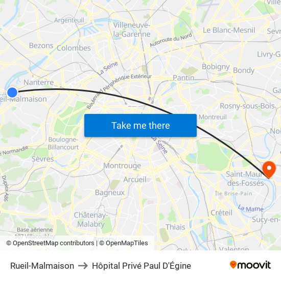 Rueil-Malmaison to Hôpital Privé Paul D'Égine map