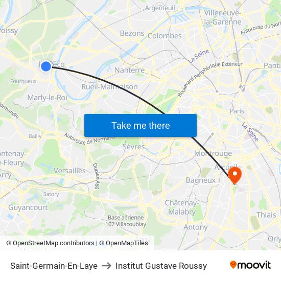 Saint-Germain-En-Laye to Institut Gustave Roussy map