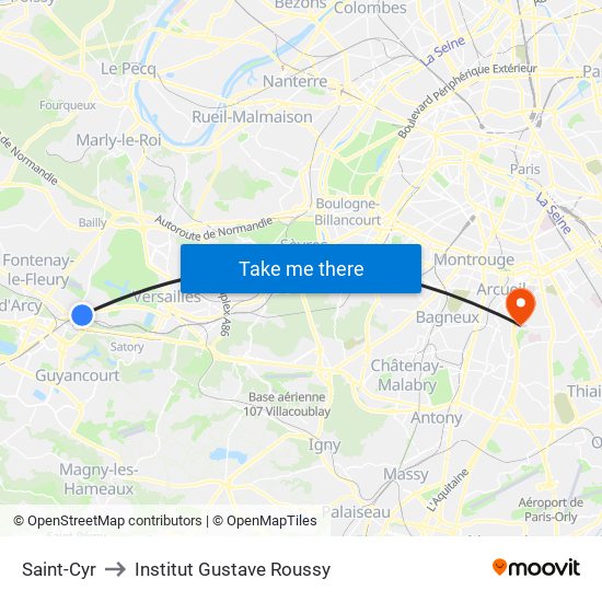 Saint-Cyr to Institut Gustave Roussy map
