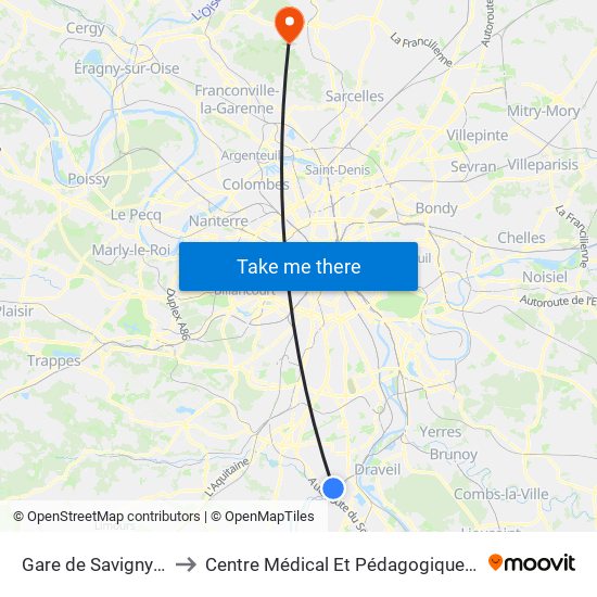 Gare de Savigny-Sur-Orge to Centre Médical Et Pédagogique Jacques Arnaud map