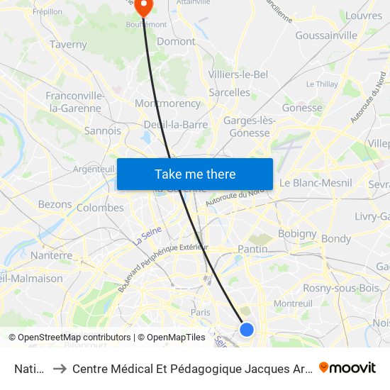 Nation to Centre Médical Et Pédagogique Jacques Arnaud map
