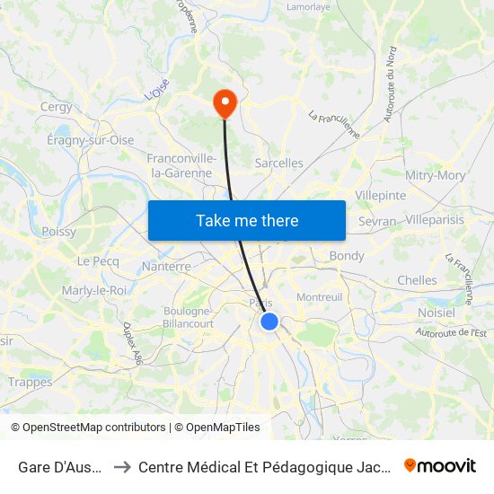 Gare D'Austerlitz to Centre Médical Et Pédagogique Jacques Arnaud map