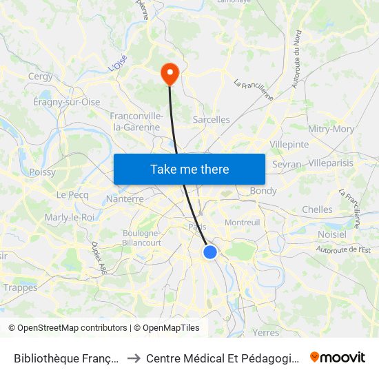 Bibliothèque François Mitterrand to Centre Médical Et Pédagogique Jacques Arnaud map