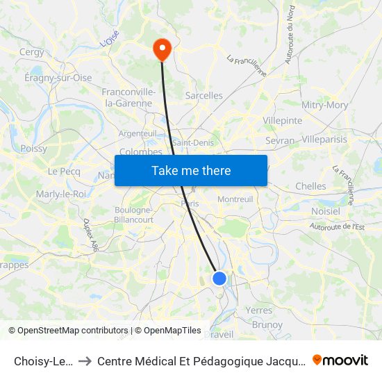 Choisy-Le-Roi to Centre Médical Et Pédagogique Jacques Arnaud map