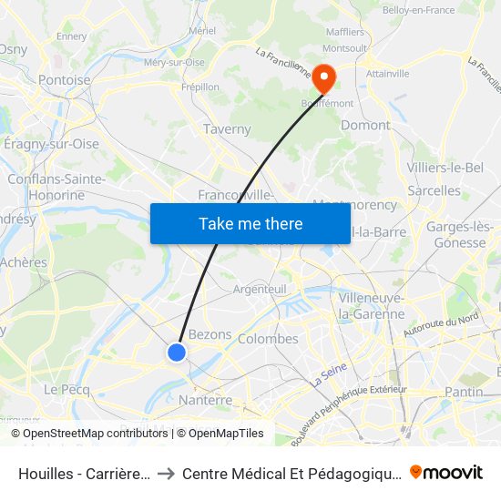 Houilles - Carrières-Sur-Seine to Centre Médical Et Pédagogique Jacques Arnaud map