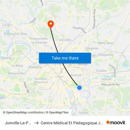 Joinville-Le-Pont RER to Centre Médical Et Pédagogique Jacques Arnaud map