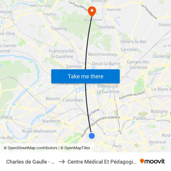 Charles de Gaulle - Étoile - Wagram to Centre Médical Et Pédagogique Jacques Arnaud map