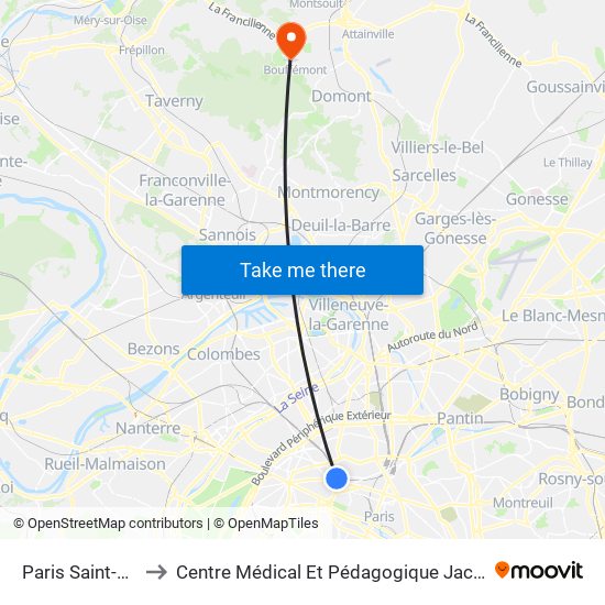 Paris Saint-Lazare to Centre Médical Et Pédagogique Jacques Arnaud map