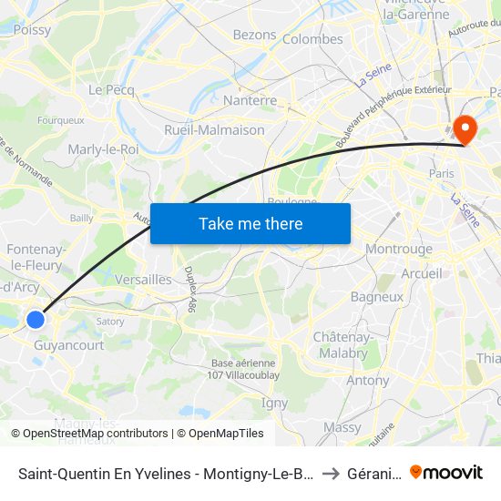 Saint-Quentin En Yvelines - Montigny-Le-Bretonneux to Géranium map