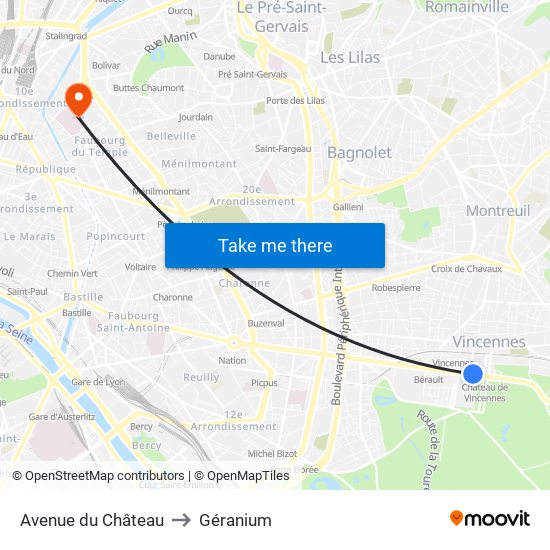 Avenue du Château to Géranium map