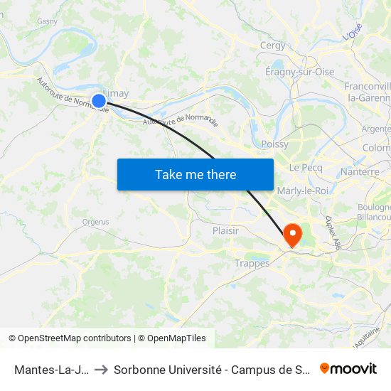 Mantes-La-Jolie to Sorbonne Université - Campus de Saint-Cyr map