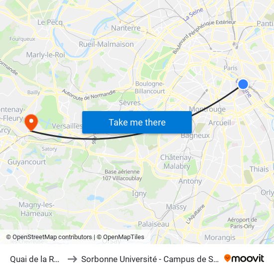 Quai de la Rapée to Sorbonne Université - Campus de Saint-Cyr map