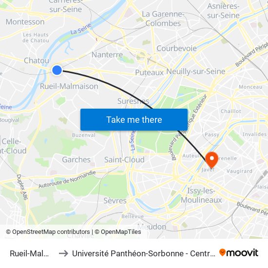 Rueil-Malmaison to Université Panthéon-Sorbonne - Centre Saint-Charles map