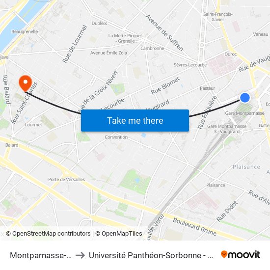 Montparnasse-Bienvenue to Université Panthéon-Sorbonne - Centre Saint-Charles map